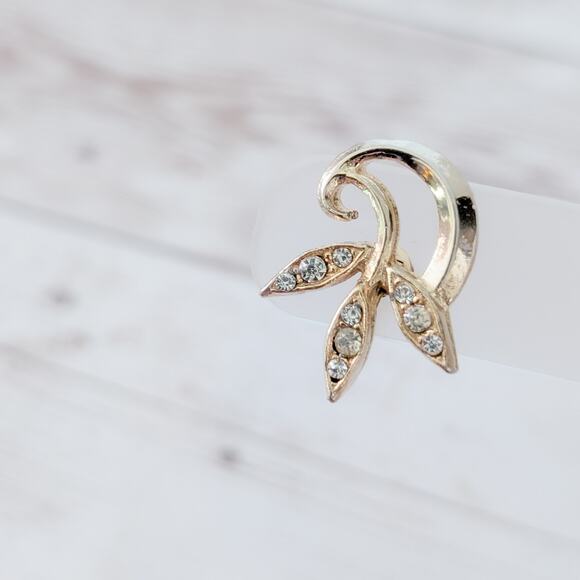 Vintage Screw Back Earrings Classy Elegant Gold Tone & Clear Gem Statement - Picture 5 of 8